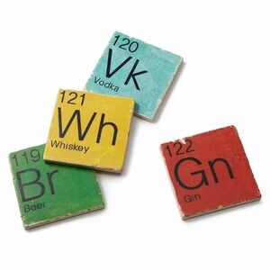 Studio Vertu Stone Mixology Coasters Set of 4 Vodka Whiskey Gin Beer
